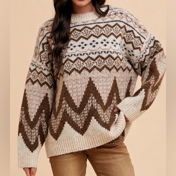 Cozy fair isle oversized sweater - Picture 9 of 11